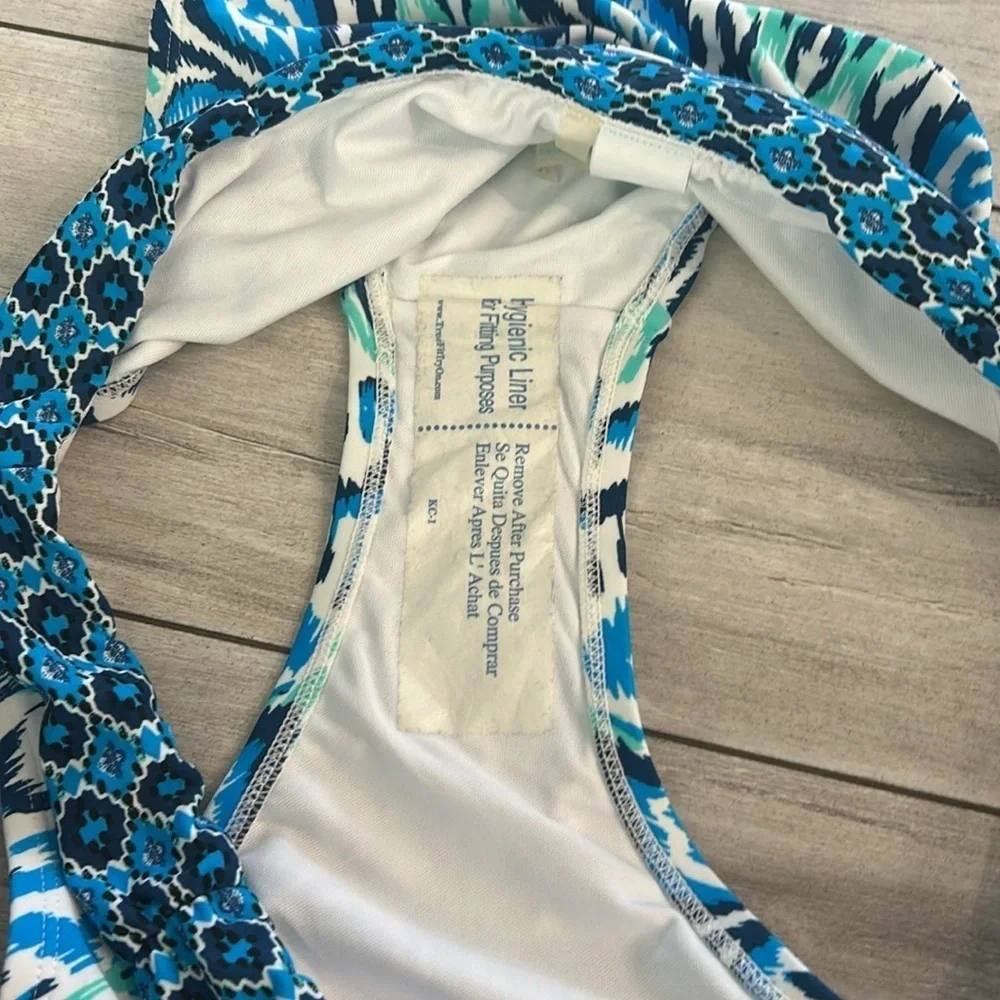 New Directions blue patterned bikini swim bottoms size XL NWOT